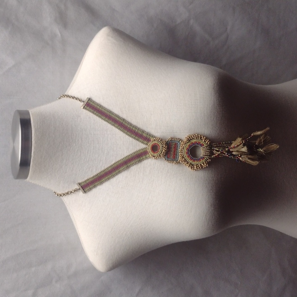 Chico's beaded necklace with tassels